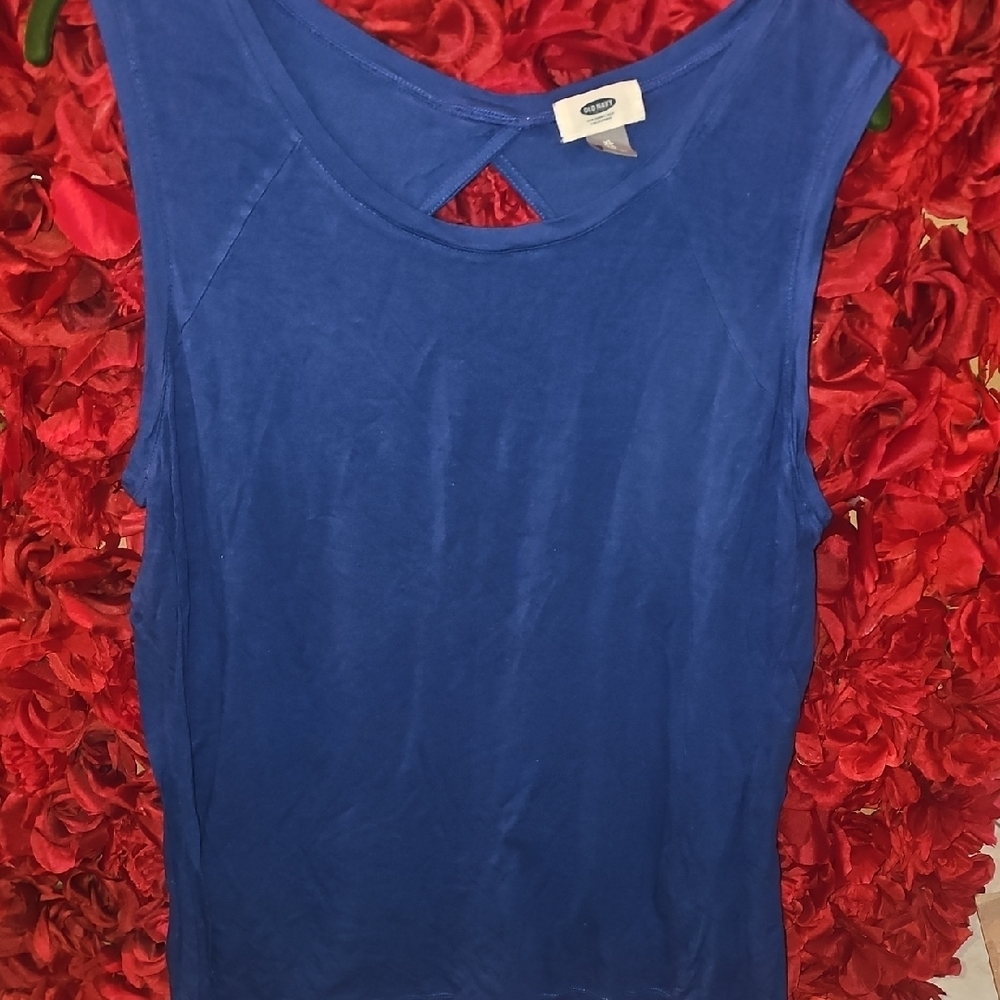 Old Navy Women's Royal Blue Keyhole Back Tank Top Size Xlarge